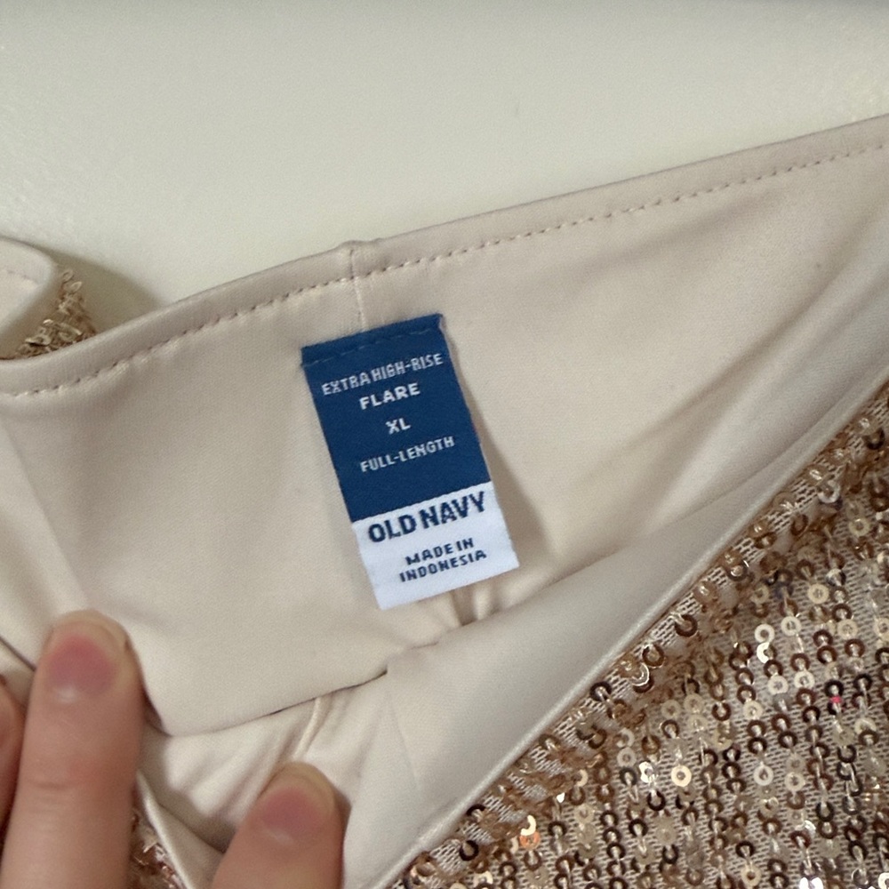 Old Navy Champagne Sequin Flare Pants - Picture 3 of 3
